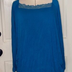 torrid Teal Lace-Trim Long Sleeve Top